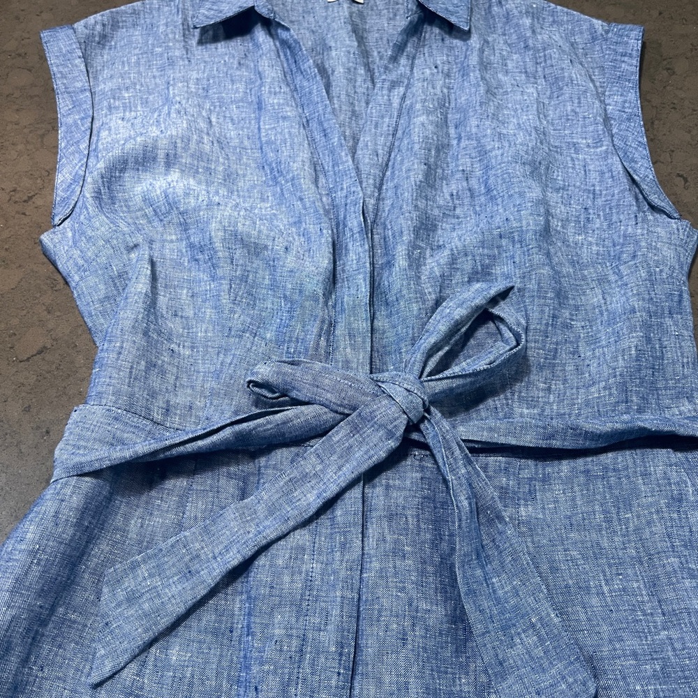 Boden Chambray Blue Tie-Waist Jumpsuit